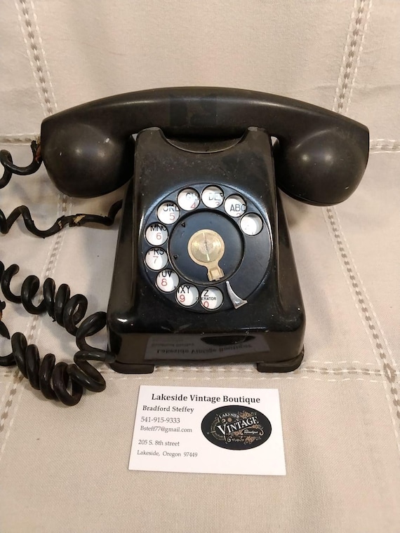 Vintage Red Bar Kellogg Rotary Phone Art Deco bakelite