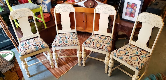 Dining chairs,  Spanish revival,  mid century modern,  distressed *PRICE REDUCED *