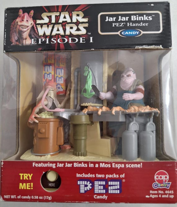 Star Wars-Episode 1-Jar Jar Binks in a Mos Espa Scene-Pez Hander-2 Packs Pez Candy