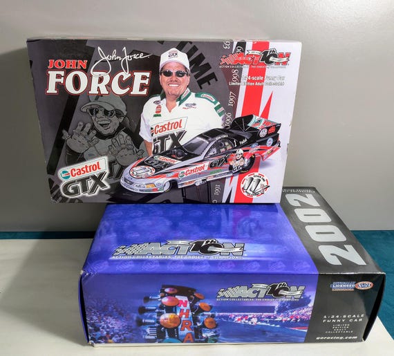 John Force  Castrol GTX 2002 NHRA Funny Car / 11x Champion Mustang, 1:24 scale model. 10th anniversary edition. Highly collectible