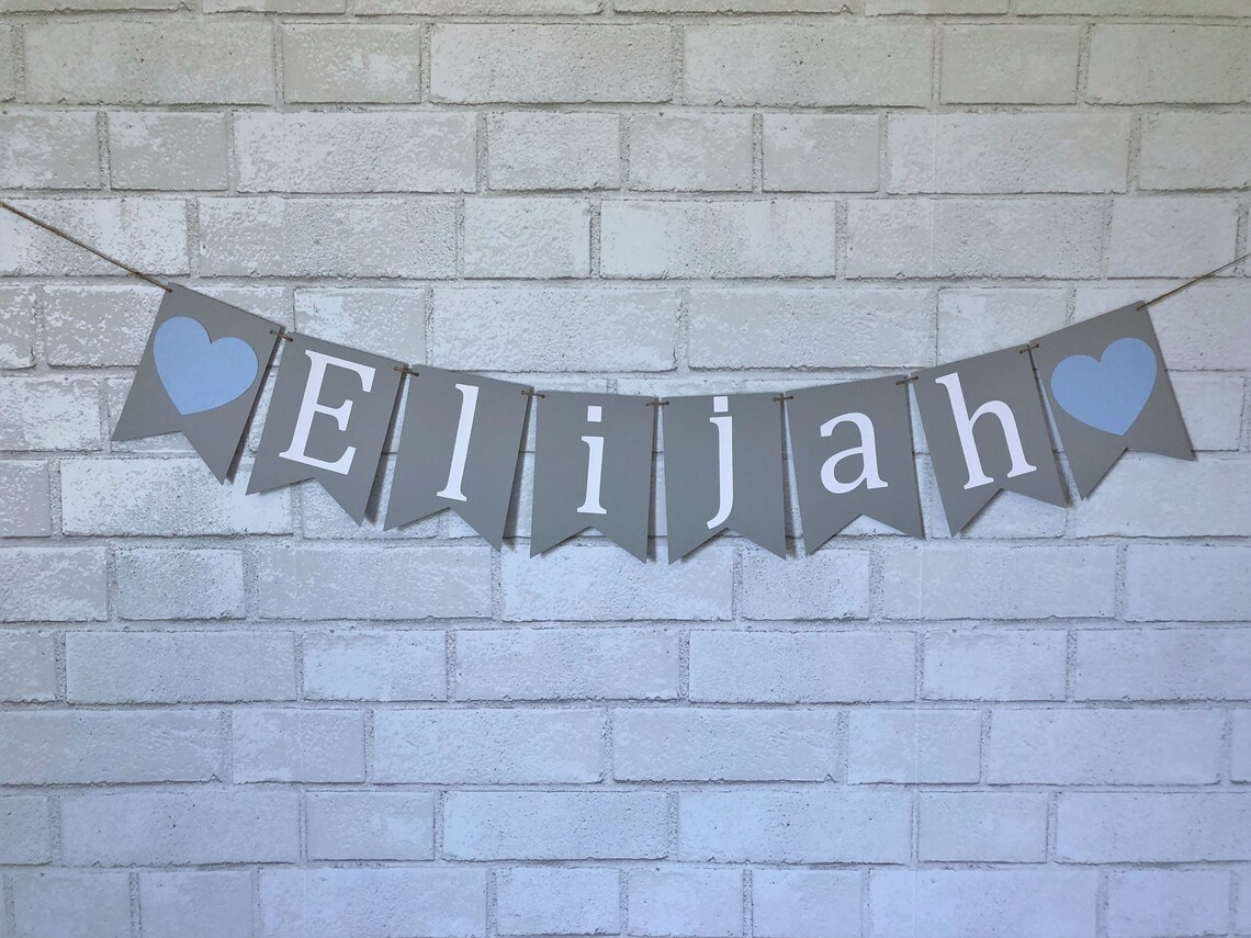 Baby Name Banner Baby Shower Banner Baby Shower Decor Etsy