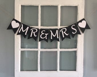Mr & Mrs Banner, Mr and Mrs Sign, Wedding Banner, Wedding Decorations, Wedding Photo Prop, Custom Colors