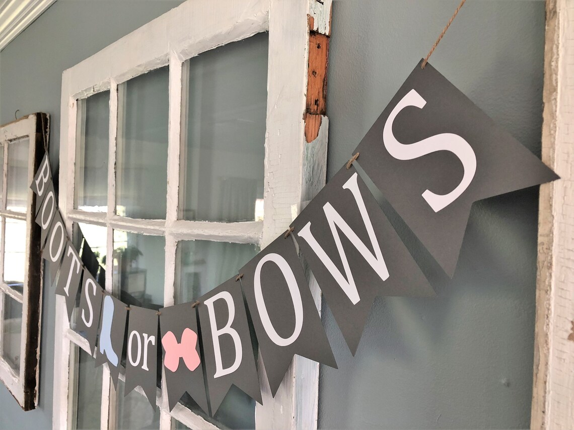Boots or Bows Banner Boots or Bows Gender Reveal Gender | Etsy