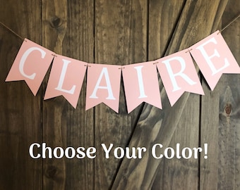 Custom Baby Banner, Girl Baby Banner, Personalized Name Banner, Baby Shower Banner, Baby Shower Decor, Nursery Decor, Girl Name Banner