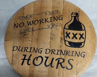 Engraved quote barrel top, bourbon barrel tray, lazy susan, wall art