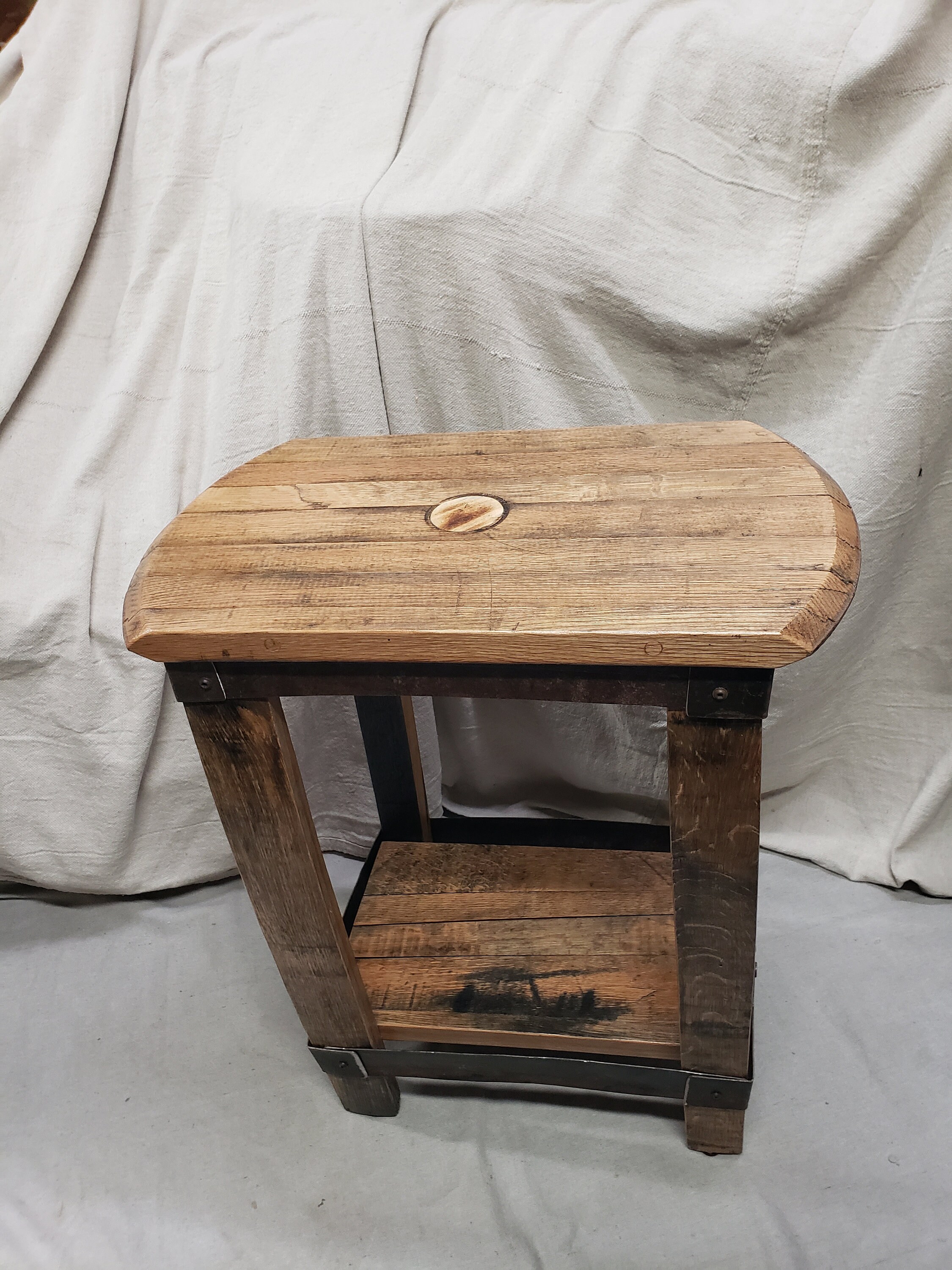 Small Rectangular End Table With Bunghole, Bourbon Barrel Table With ...