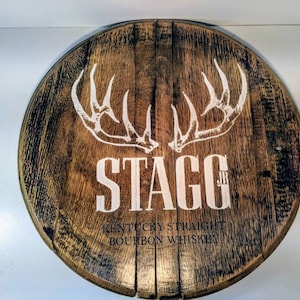 Engraved bourbon barrel tray, lazy susan, wall art