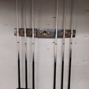 Bourbon Barrel Stave Pool Cue rack / Billiard Shelf