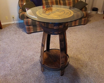 Bourbon Barrel Pub Table: Rustic High Top Bar Table