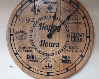 Bourbon Barrel Head Clock: Rustic Wood Wall Decor