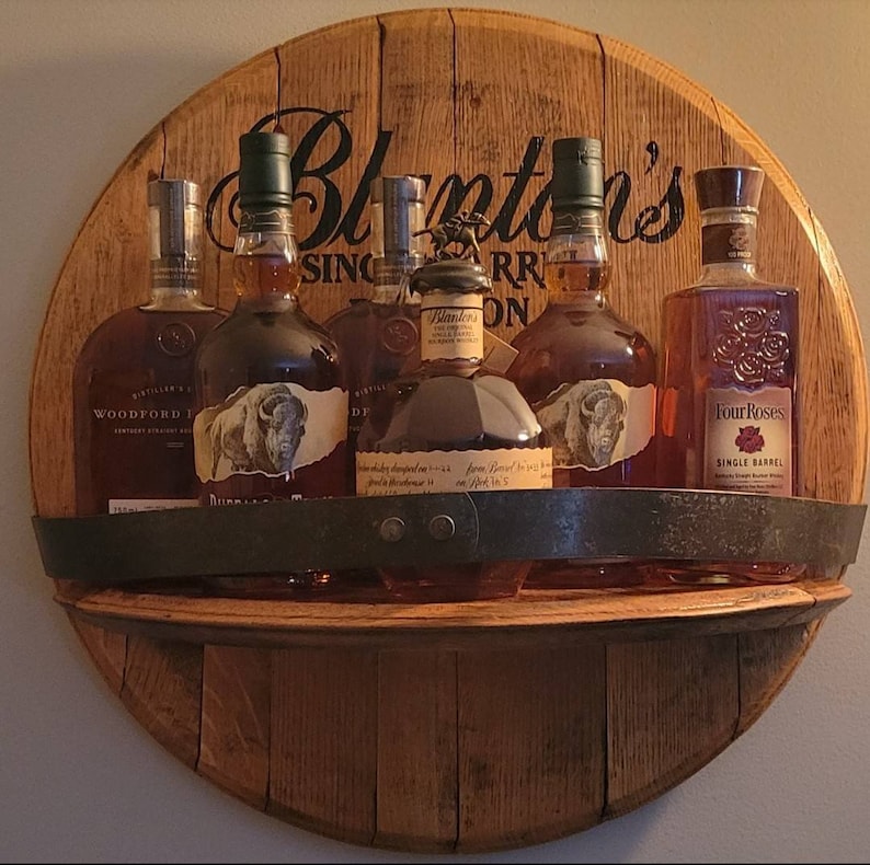 Bourbon barrel shelf with engraved logo image 2