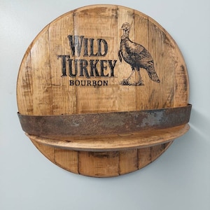 Bourbon barrel shelf with engraved logo image 3