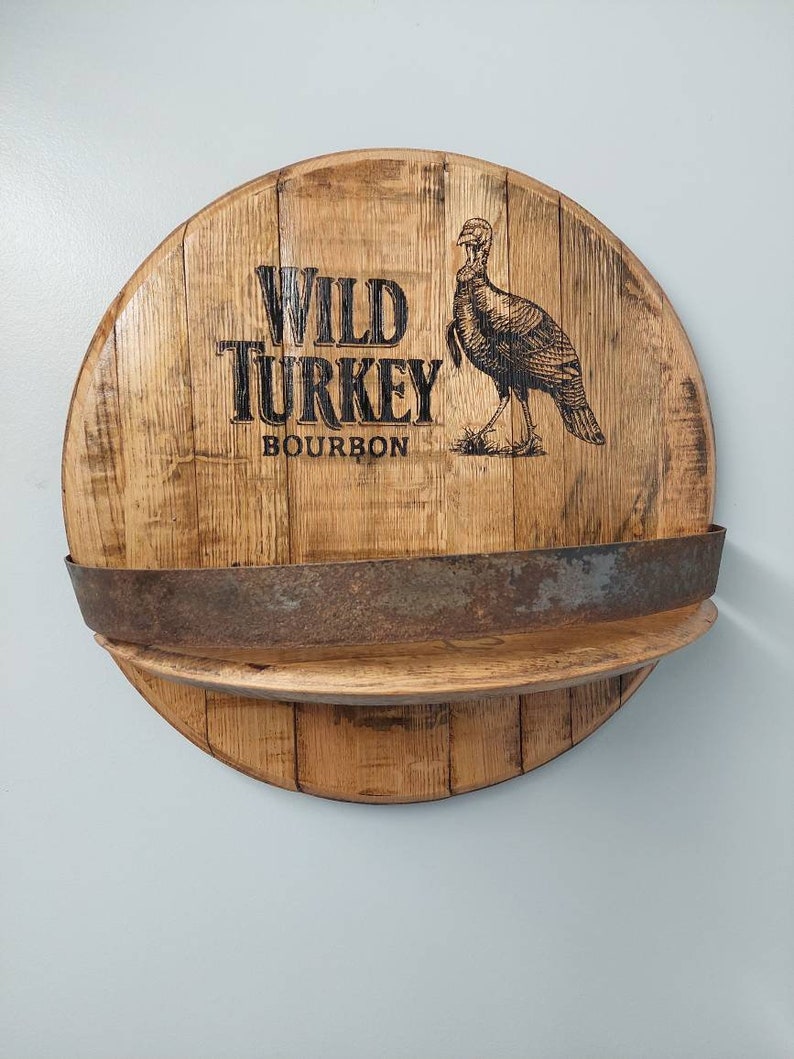 Bourbon barrel shelf with engraved logo image 3