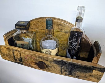 Bourbon barrel bottle display shelf
