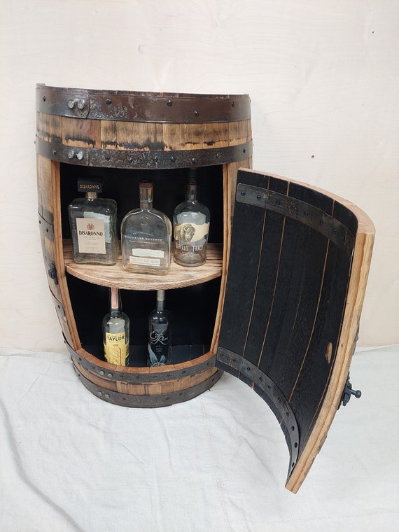 Half Barrel Cabinet With Door Whiskey Cabinet Etsy Australia