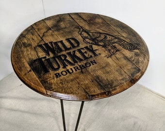 Reclaimed Bourbon Barrel End Table, Whiskey Side Table