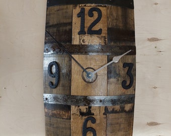 Bourbon Barrel Stave Clock: Rustic Wood Wall Decor