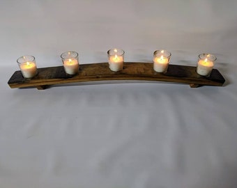 Bourbon barrel candle holder, bourbon stave candle holder