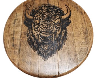 Rustic Buffalo Engraved Barrel Head
