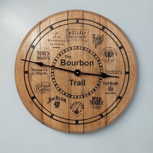 Handcrafted Bourbon Trail Wall Clock - Vintage Logo Design
