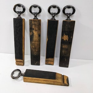 Bottle opener, bourbon barrel bottle opener