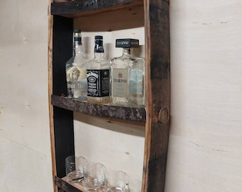 Bourbon Barrel Stave Shelf: Rustic Bar Shelf