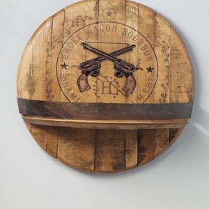 Bourbon barrel shelf with engraved logo image 6