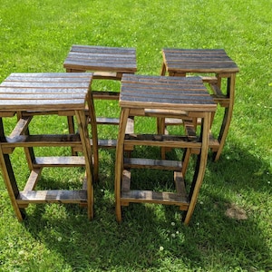 bourbon barrel stools, stave stools, pub table stools