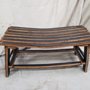 Stave bourbon barrel bench