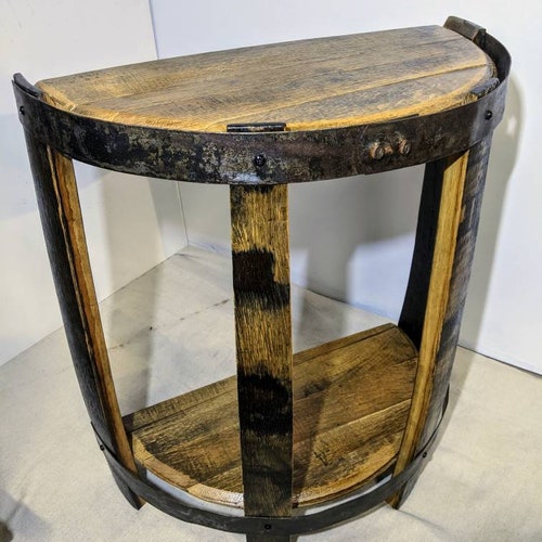 Half Bourbon Barrel End Table Etsy