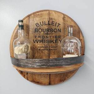 Bourbon barrel shelf with engraved logo image 1