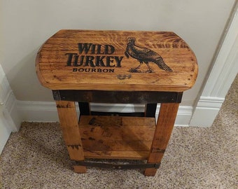 Small rectangular end table, bourbon barrel table