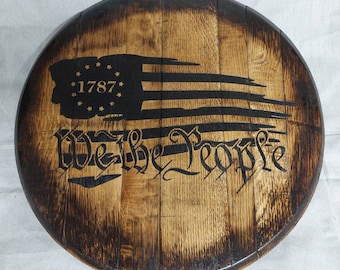 American flag, We the people barrel top, bourbon barrel tray, lazy susan, wall art