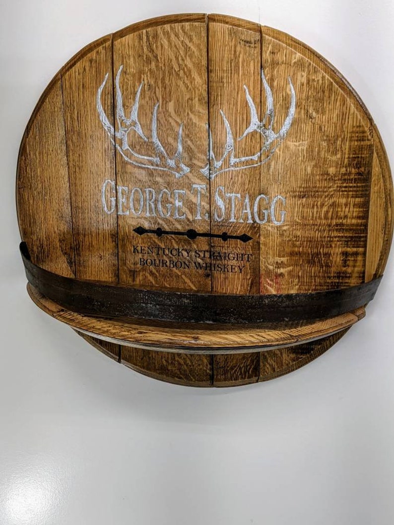 Bourbon barrel shelf with engraved logo image 7