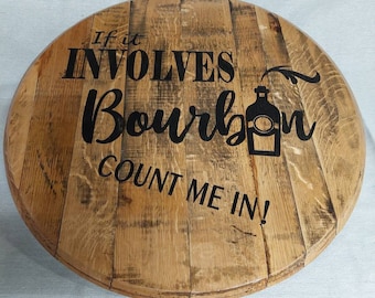 Engraved quote barrel top, bourbon barrel tray, lazy susan, wall art