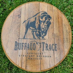Engraved bourbon barrel lazy susan, tray, or wall art