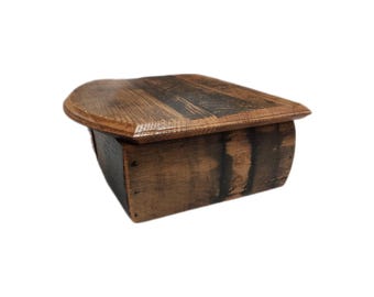 Bourbon Barrel Keepsake Box: Rustic Reclaimed Wood Memory Box