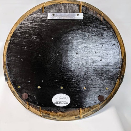 Logo engraved bourbon barrel lazy susan, tray, or wall shops art