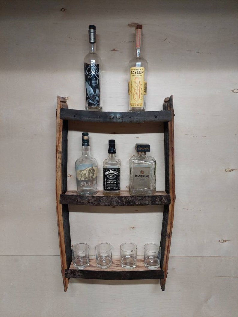 Bourbon Barrel Stave Shelf: Rustic Bar Shelf - Etsy