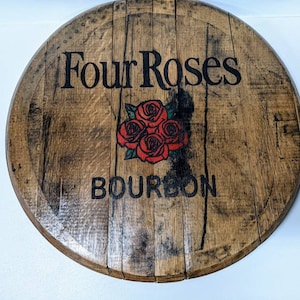 Engraved logo barrel top, bourbon barrel tray, lazy susan, wall art