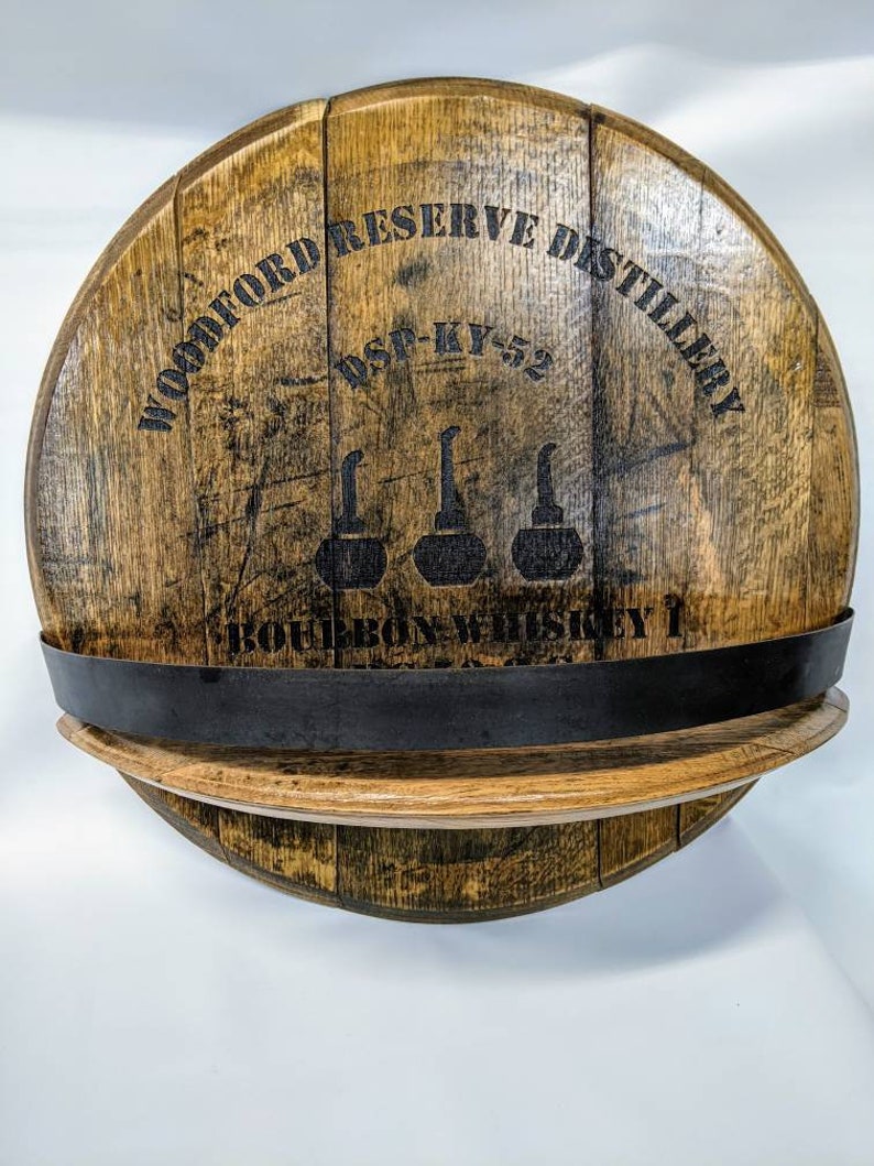 Bourbon barrel shelf with engraved logo image 5