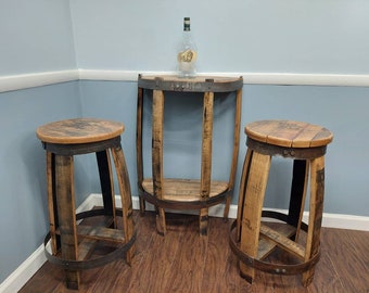 Round stool, bourbon barrel stool