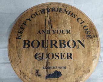 Engraved quote barrel top, bourbon barrel tray, lazy susan, wall art