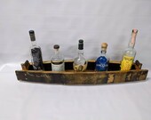 Bourbon barrel tray, bottle holder, bottle display