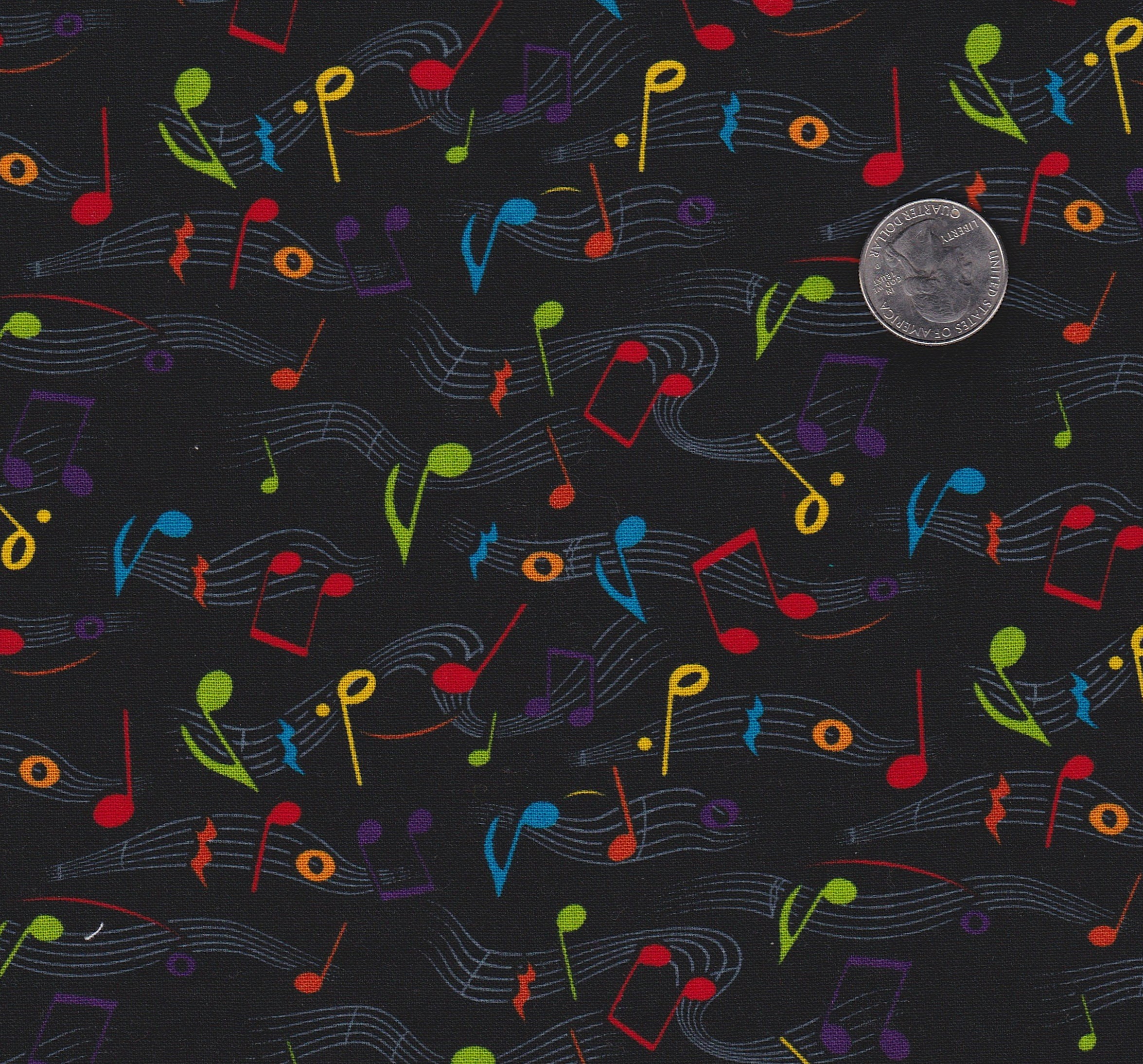 Music Notes Cotton Fabric Etsy