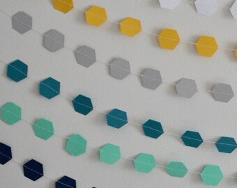 hexagon paper garland | geometric garland | mix and match | customize | wedding | bridal shower | baby shower | nursery | party decorations