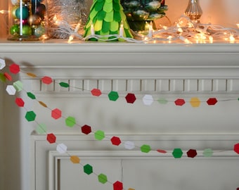 christmas paper garland | multi-colored | scandinavian inspired | geometric | mantel decor | christmas tree decor | holiday decorations