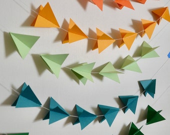 3D triangle paper garland | geometric garland | mix & match | customize | wedding | bridal shower | baby shower | nursery | party decor
