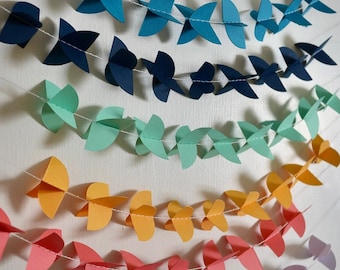 3D pinwheel paper garland | geometric garland | mix & match | customize | wedding | bridal shower | baby shower | nursery | party decor