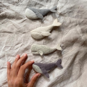 Needle Felted Whale Brooch, Handmade Wool Ocean Animal Pin